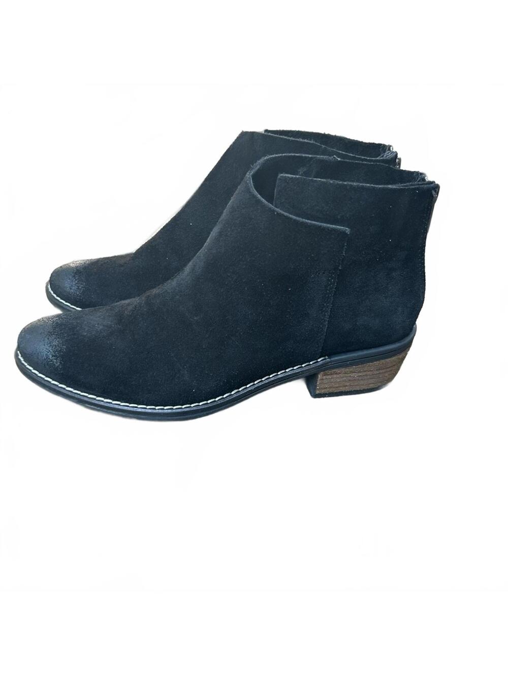 Very Volatile Ankle Boots Black Suede Low Heel Distressed Toe Low Heel Size US 8